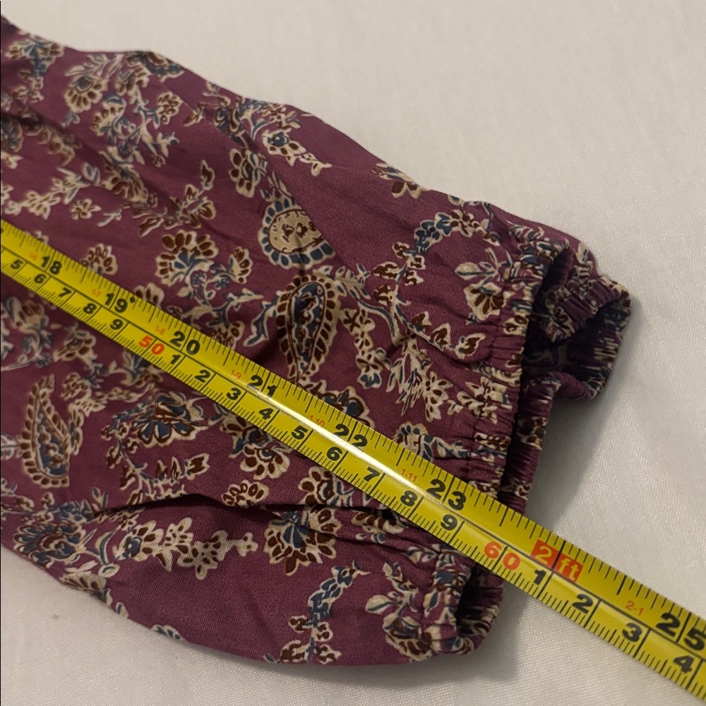 Avara Hadley Peasant top mauve paisley SZ XL 100% cotton puffy sleeve boho NWT - Picture 10 of 12